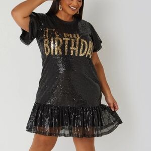 Black It's My Birthday Sequin Dress